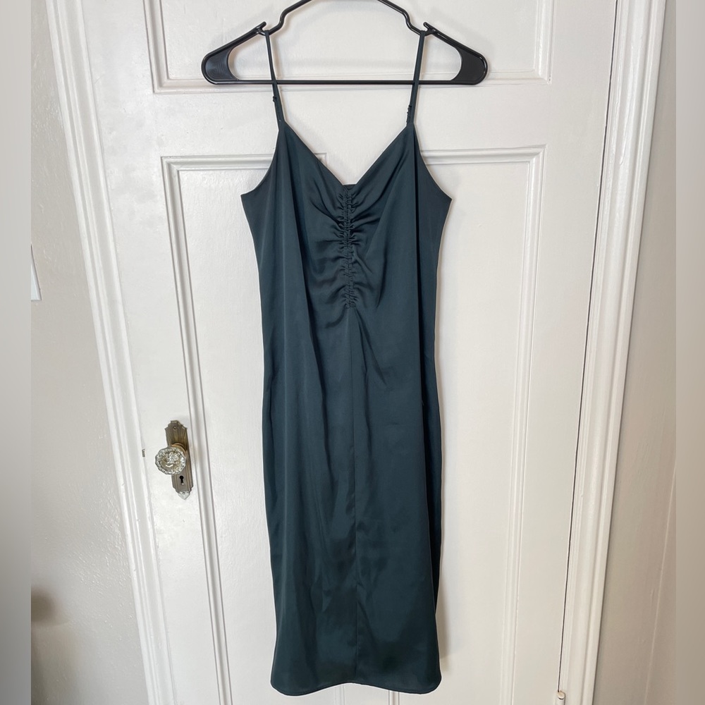 Dark green Express midi slip dress